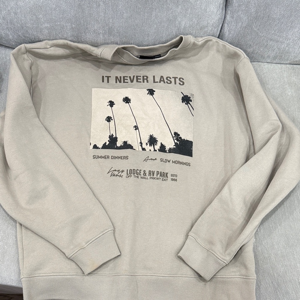 Beige Vans Graphic Print Men's Sweatshirt